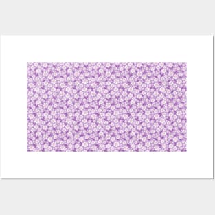 White flowers repeated pattern lavender Posters and Art